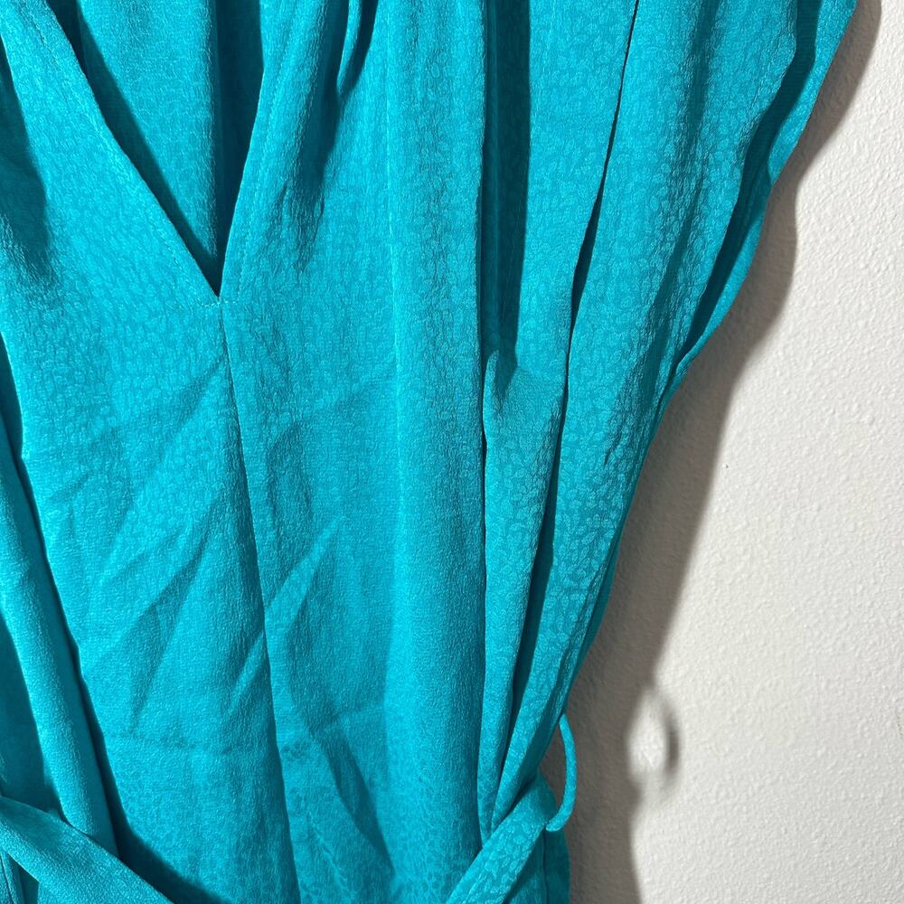 Current Air Women's Teal Jacquard Animal Print Dress Size Medium Short Sleeve - Picture 3 of 8